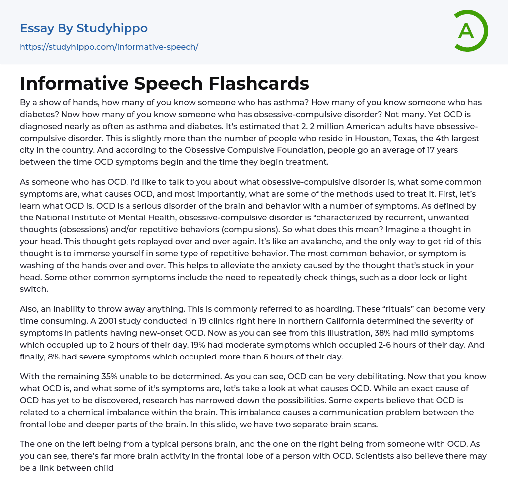 Informative Speech Flashcards Essay Example