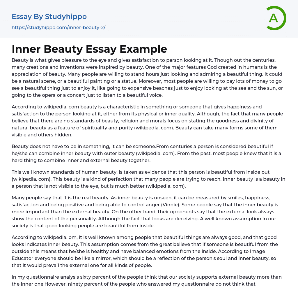 Inner Beauty Essay Example