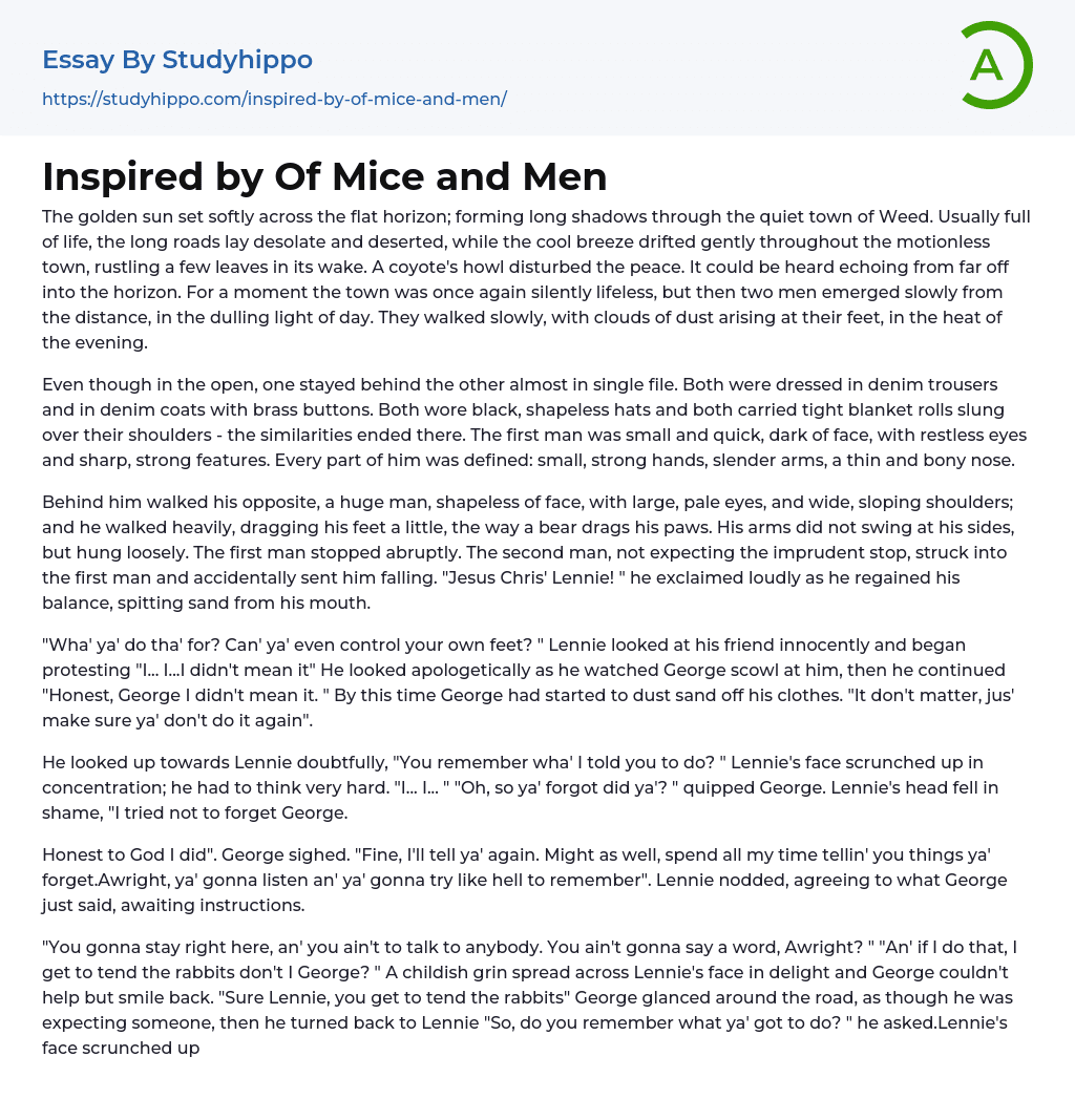 Inspired by Of Mice and Men Essay Example
