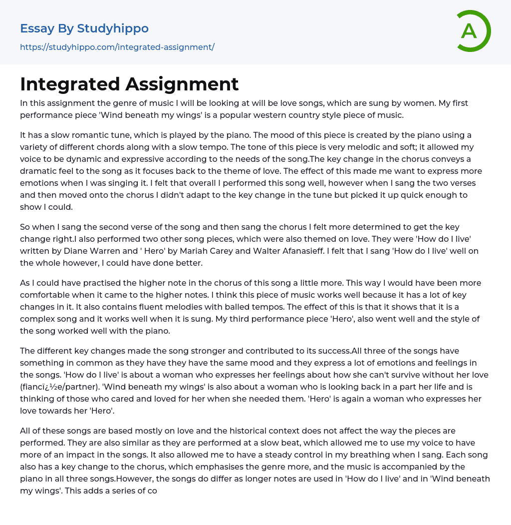 Integrated Assignment Essay Example