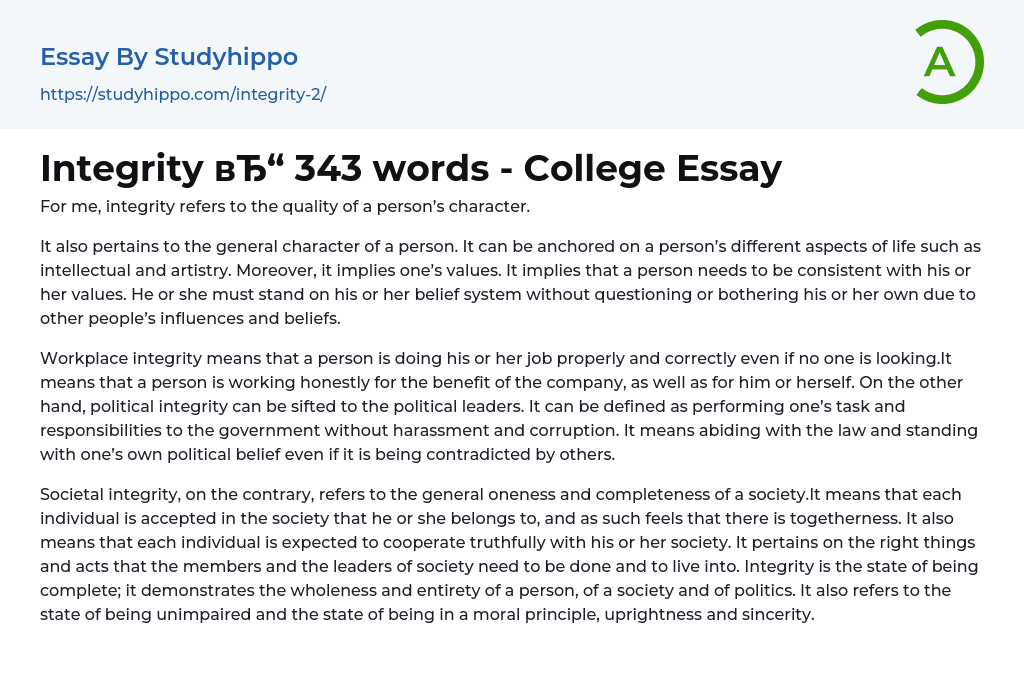 Integrity 343 words – College Essay