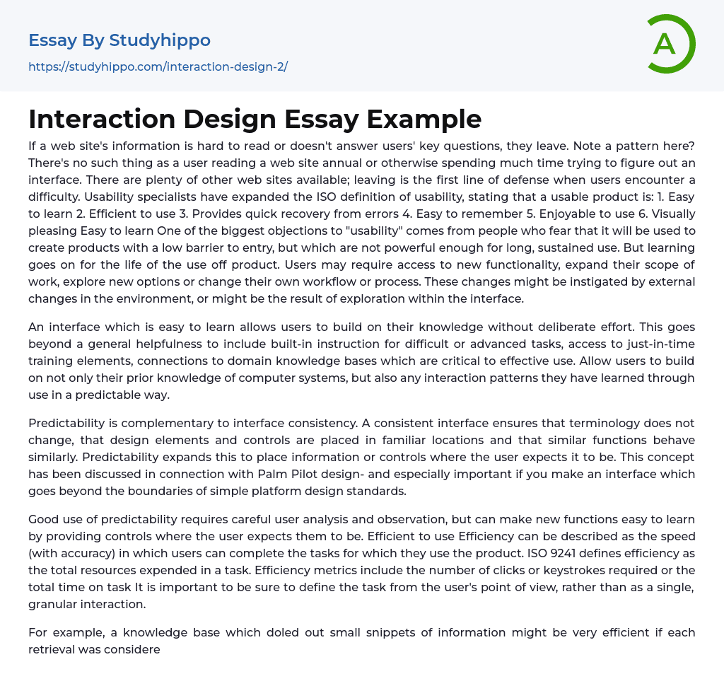 Interaction Design Essay Example