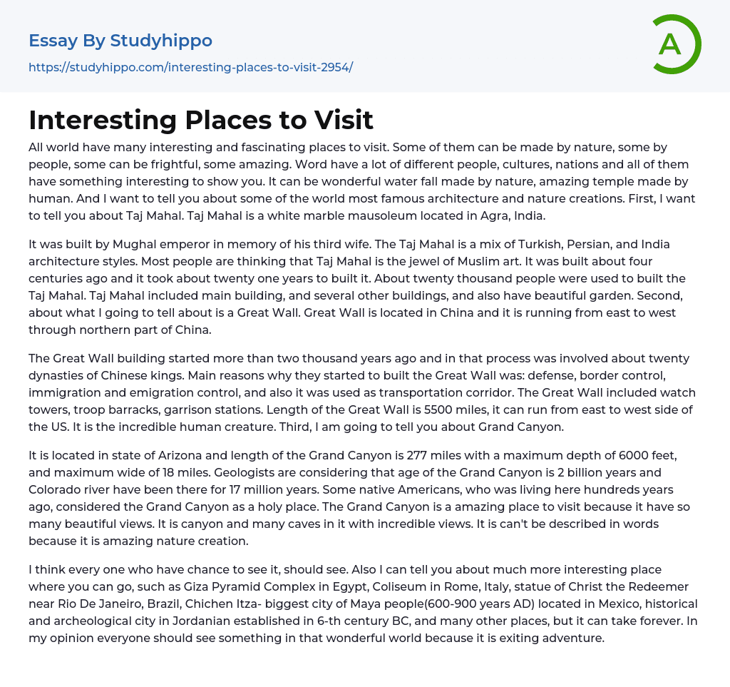 place you visited essay