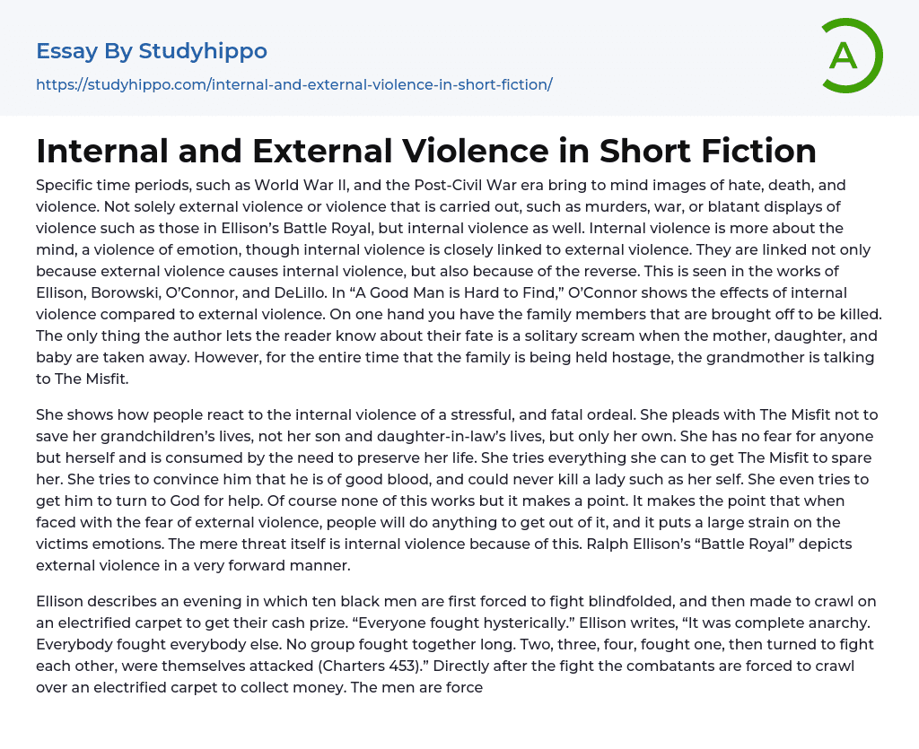 Internal and External Violence in Short Fiction Essay Example