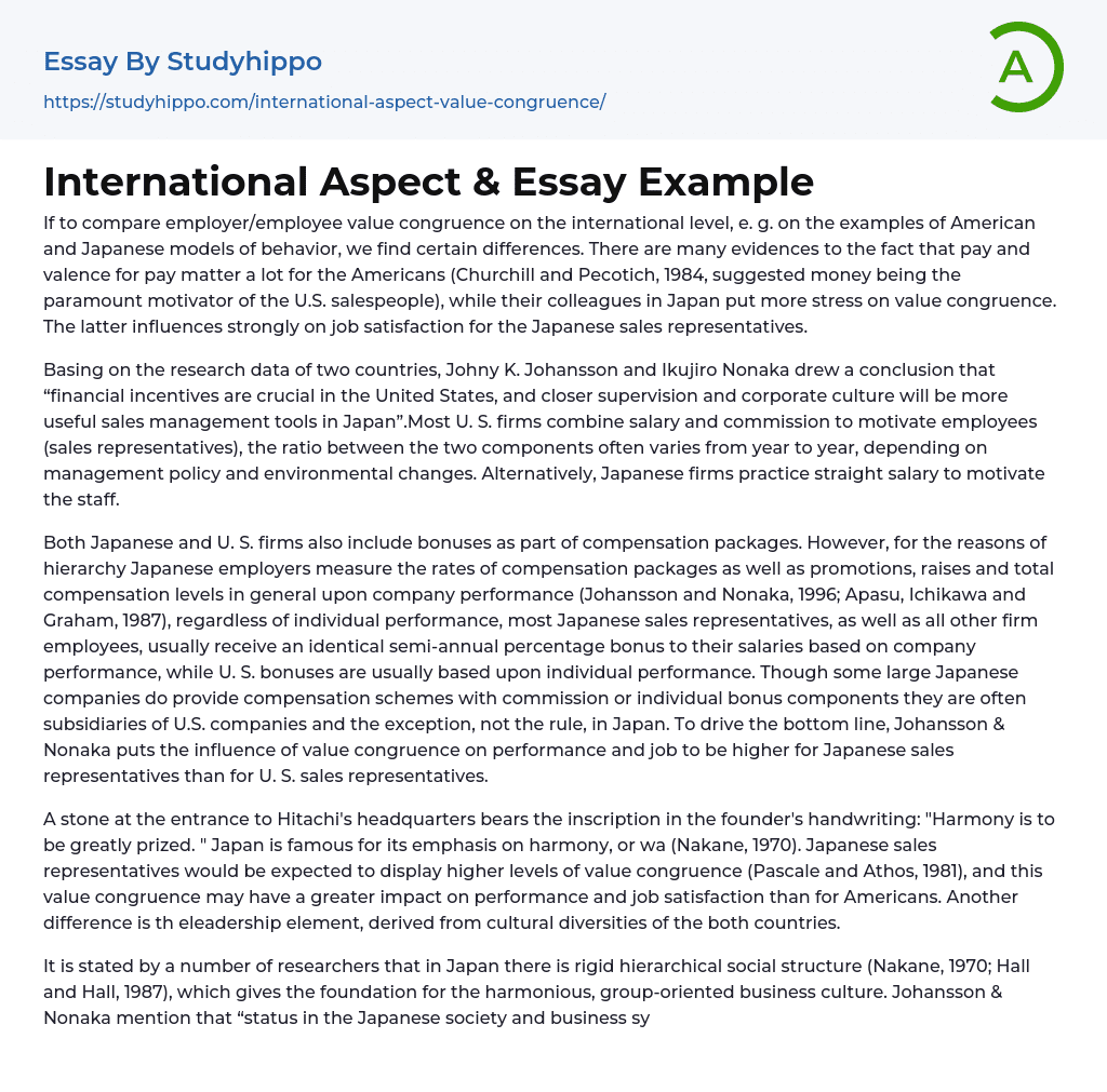 International Aspect &amp Essay Example
