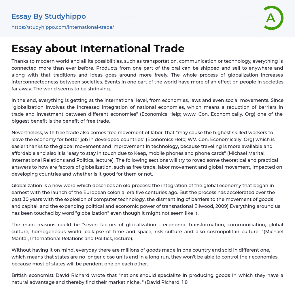 Essay about International Trade