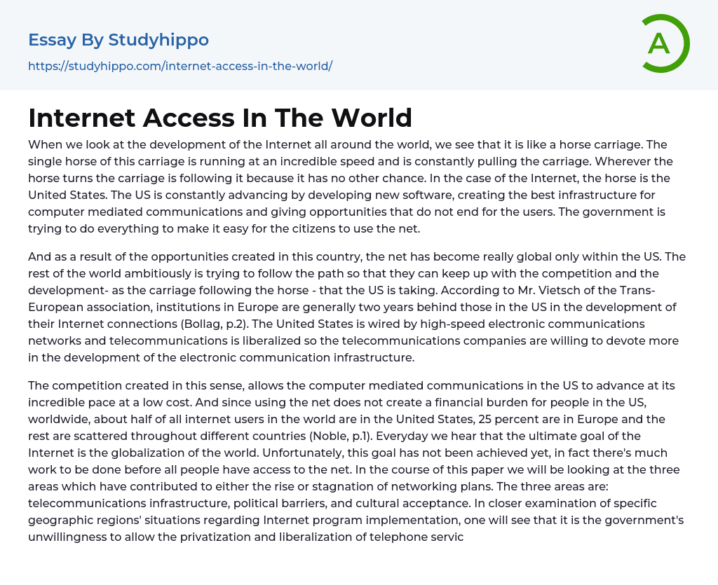 free internet access in the world essay