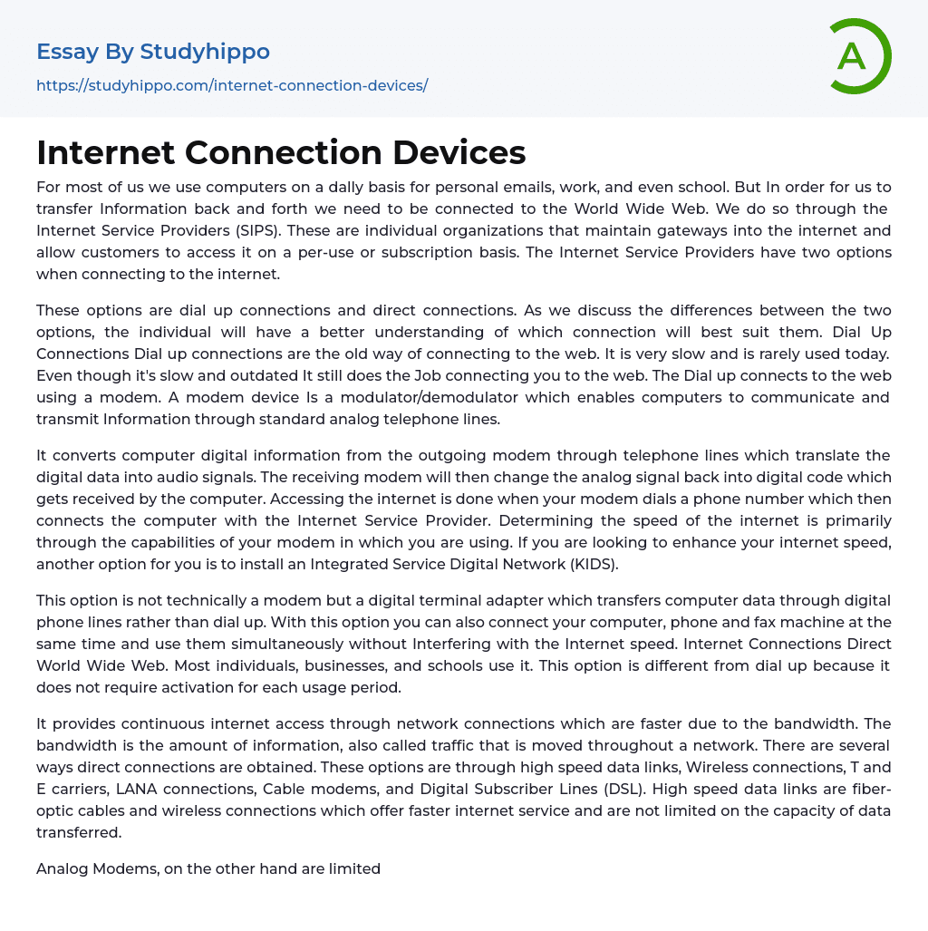 internet connection research paper