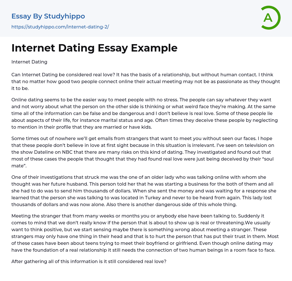 Internet Dating Essay Example