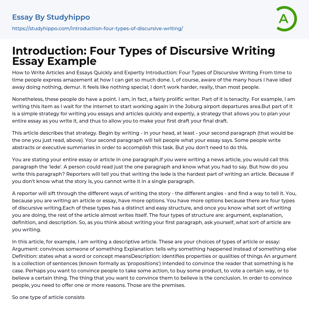 what is a discursive essay leaving cert