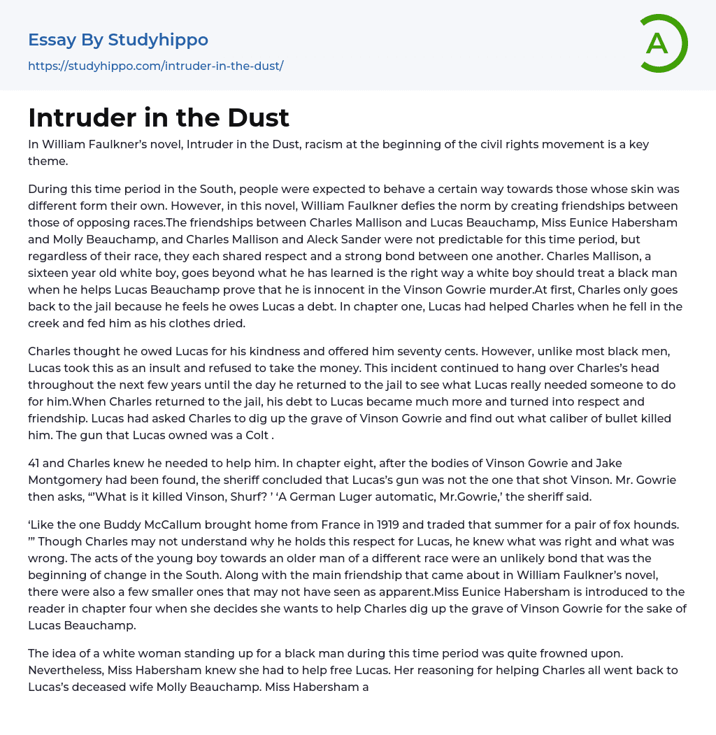 Intruder in the Dust Essay Example