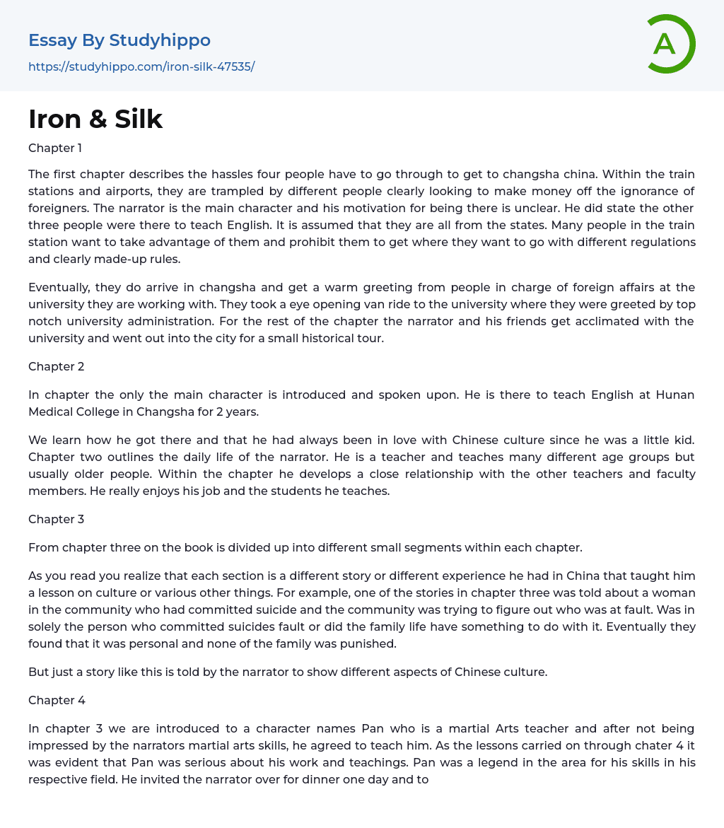 Iron & Silk Essay Example