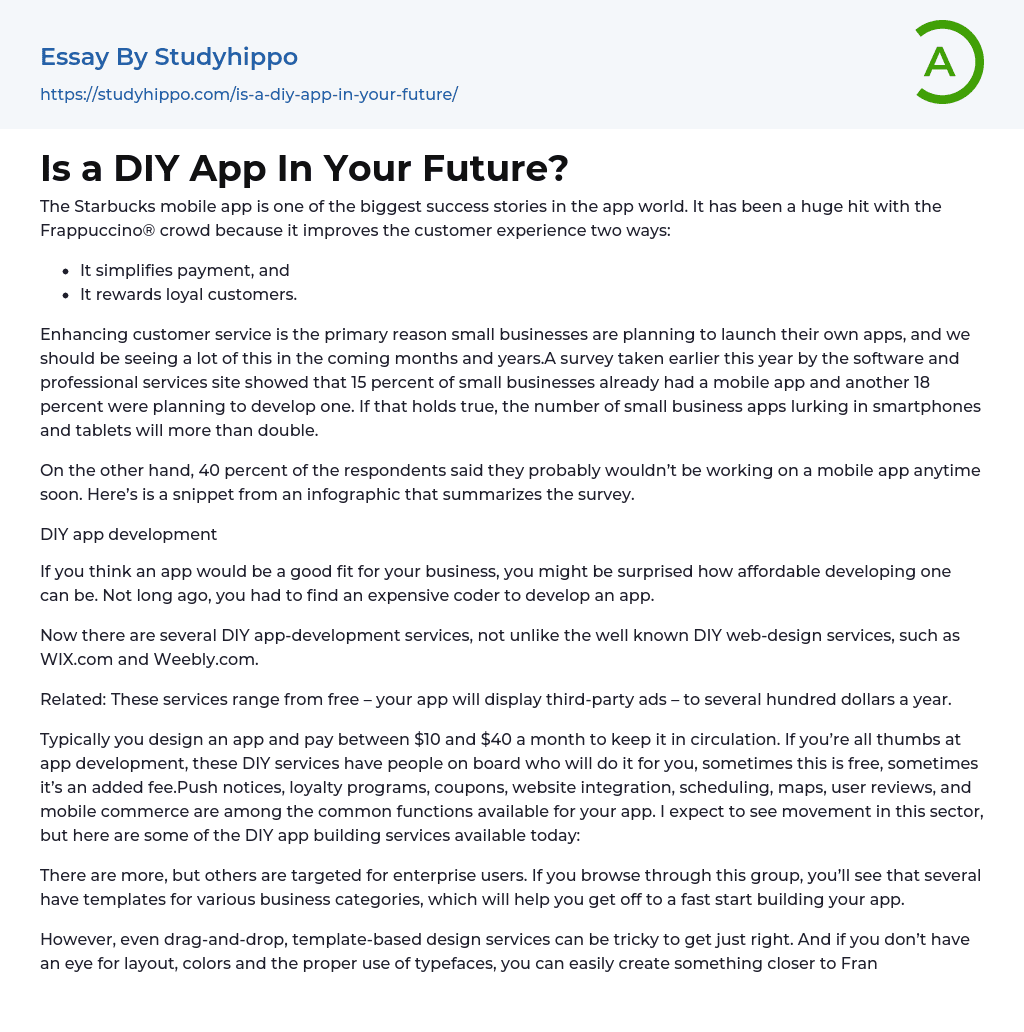 Is a DIY App In Your Future? Essay Example