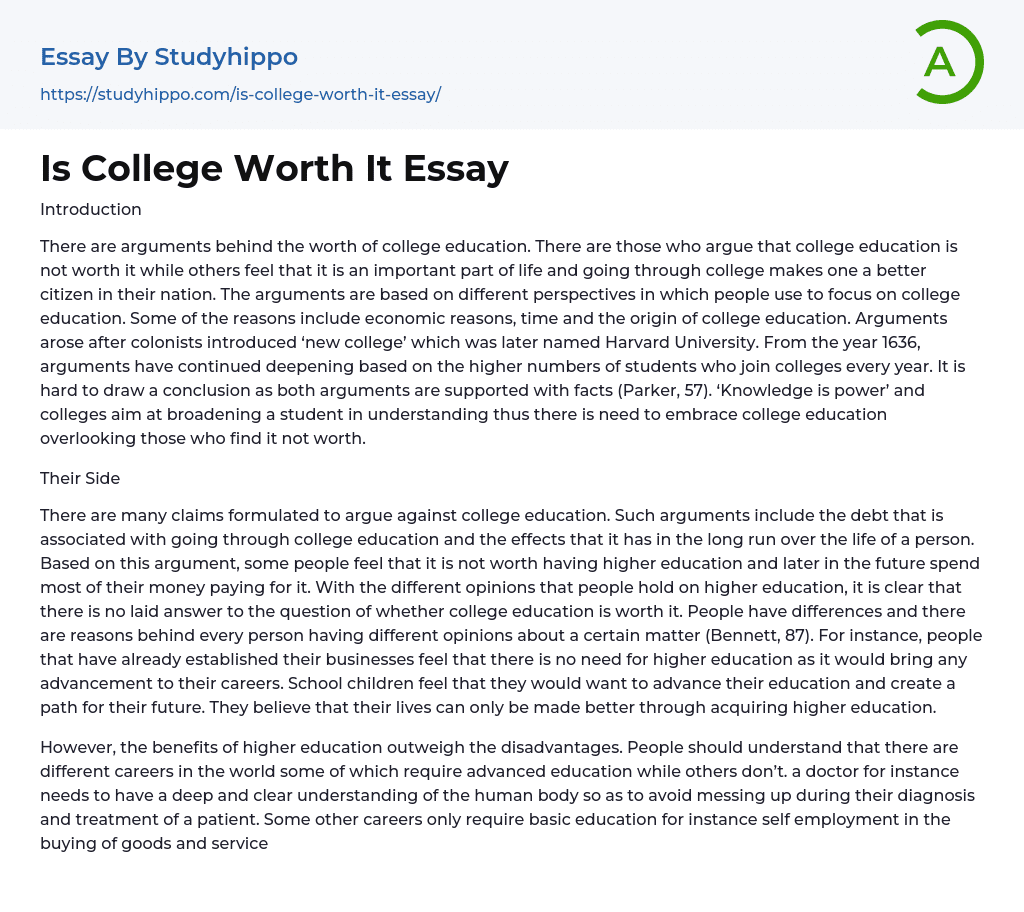 Is College Worth It Essay