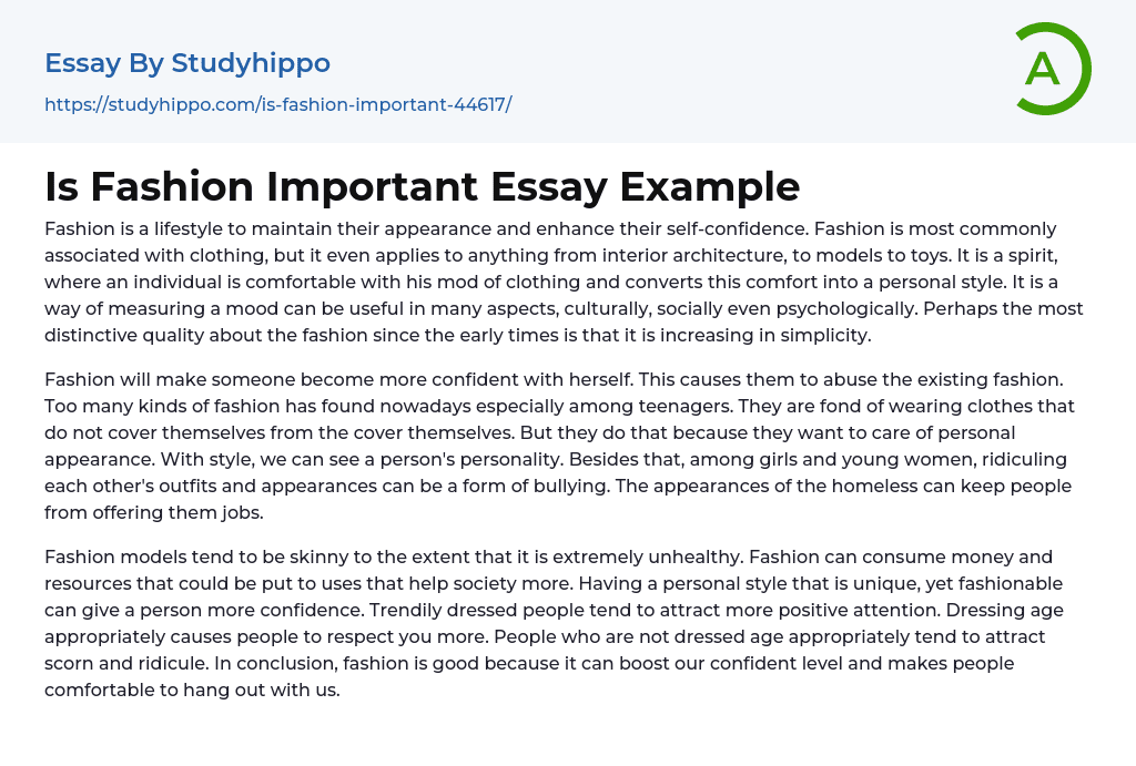 Is Fashion Important Essay Example
