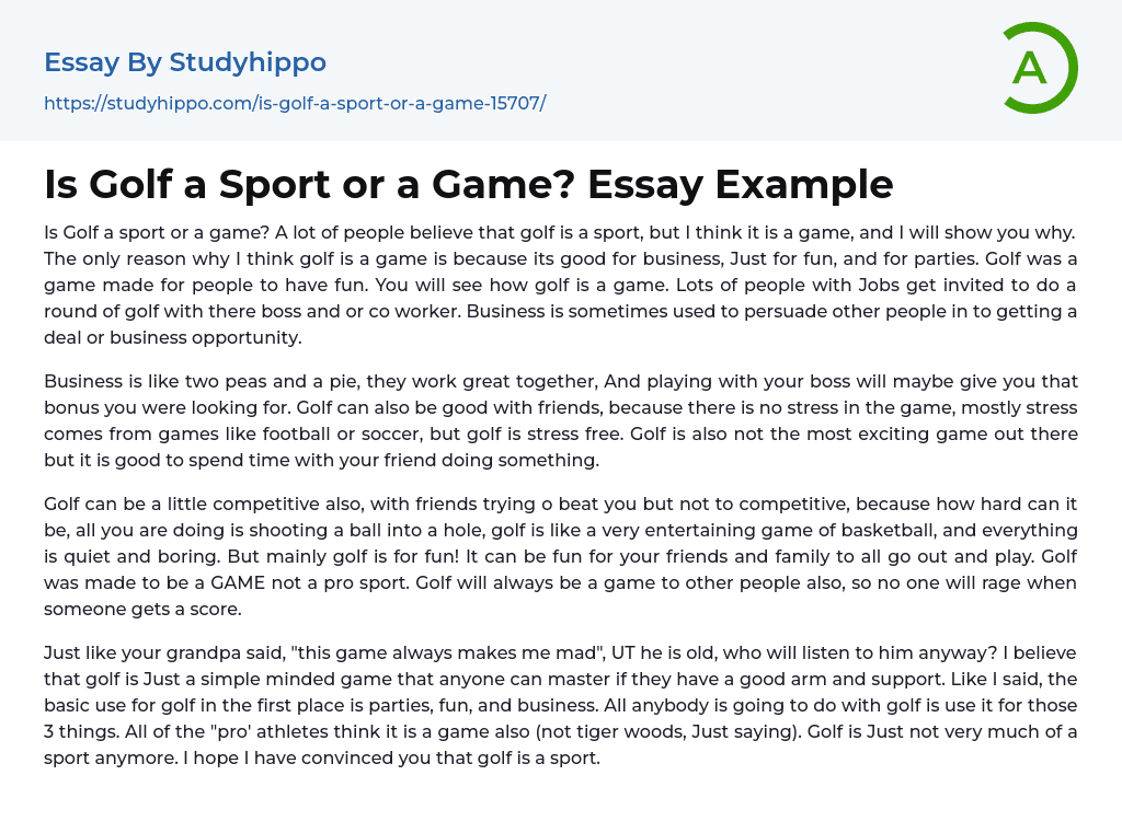 Is Golf a Sport or a Game? Essay Example