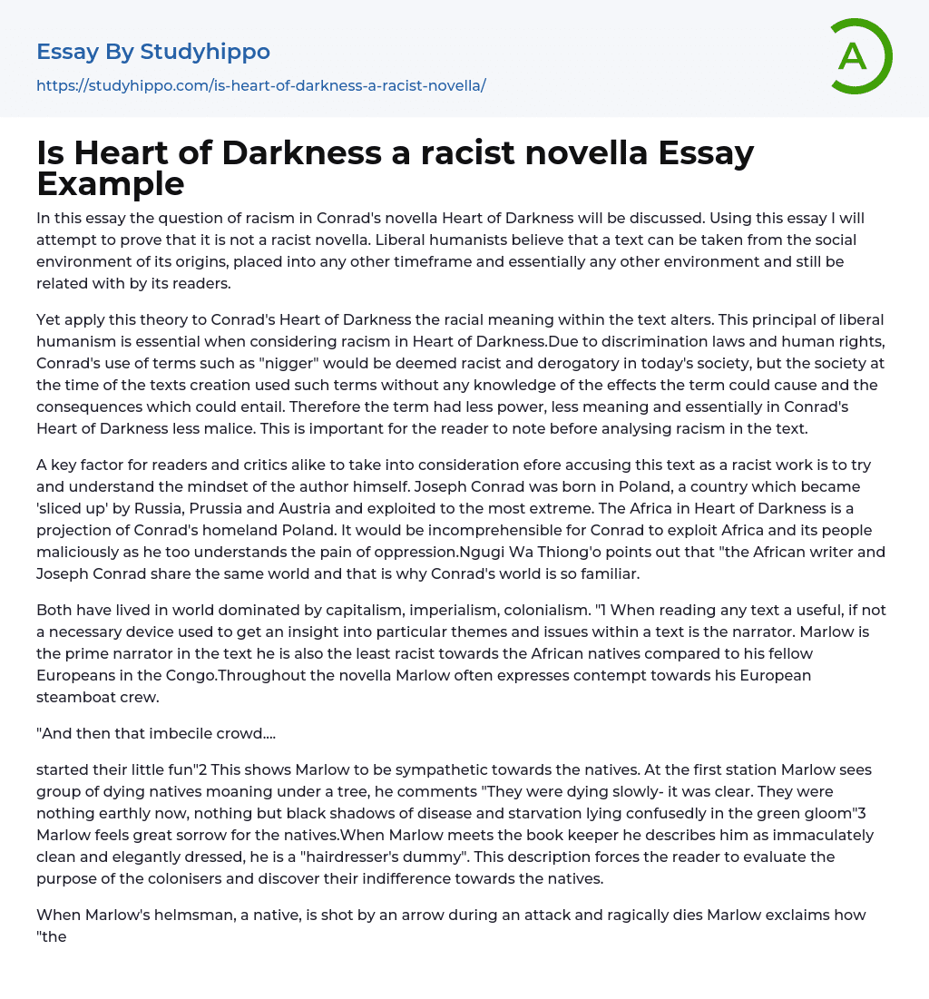 heart of darkness racism essay