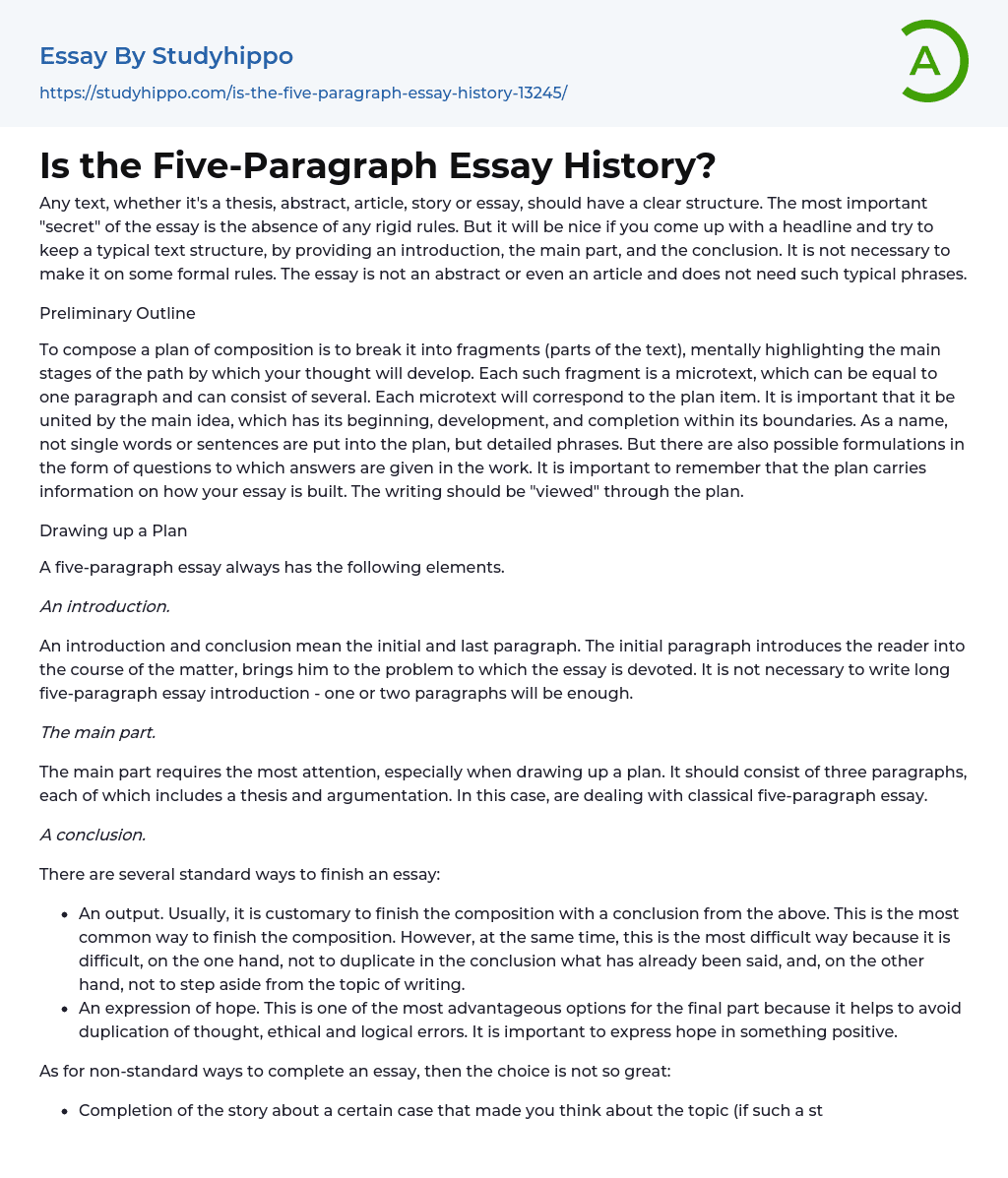 Is the Five-Paragraph Essay History?
