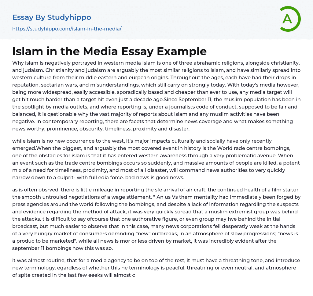 Islam in the Media Essay Example