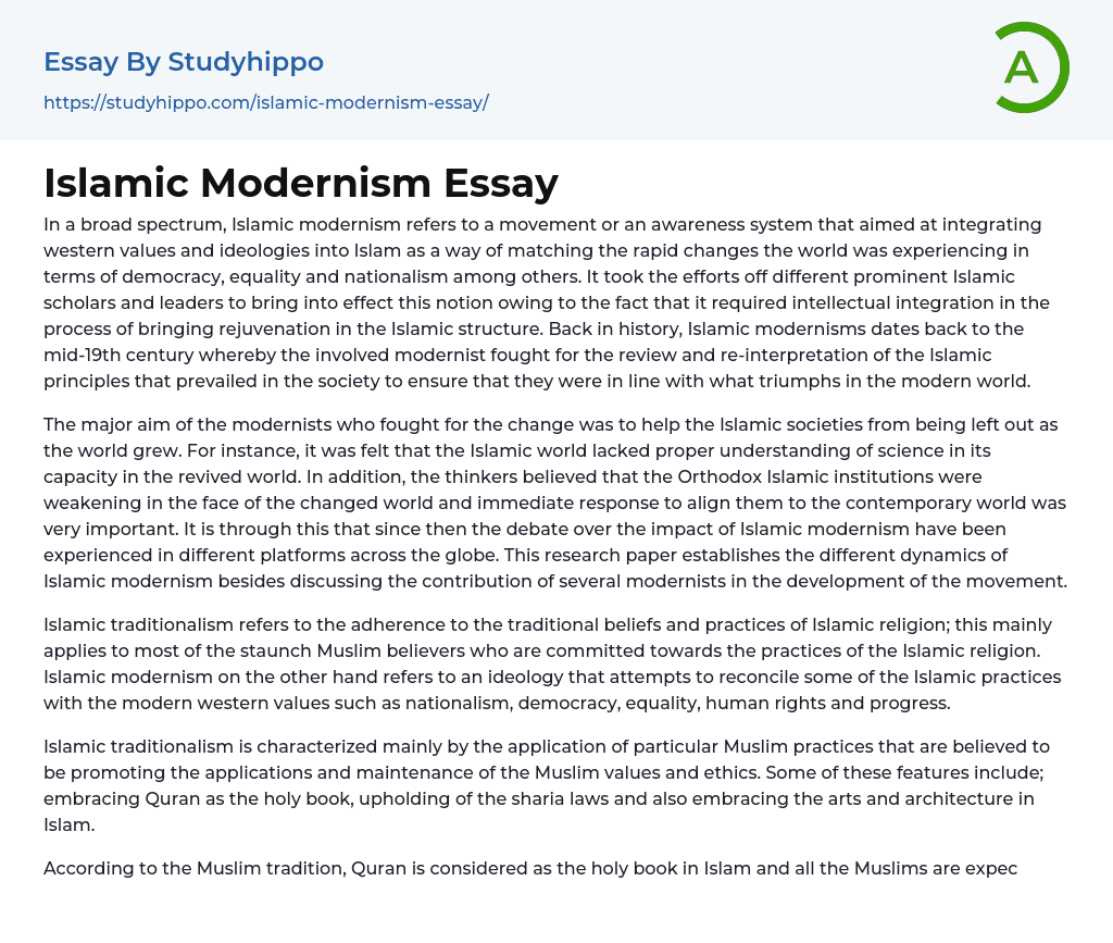 Islamic Modernism Essay