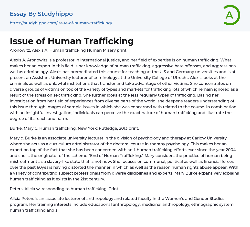 human trafficking review essay