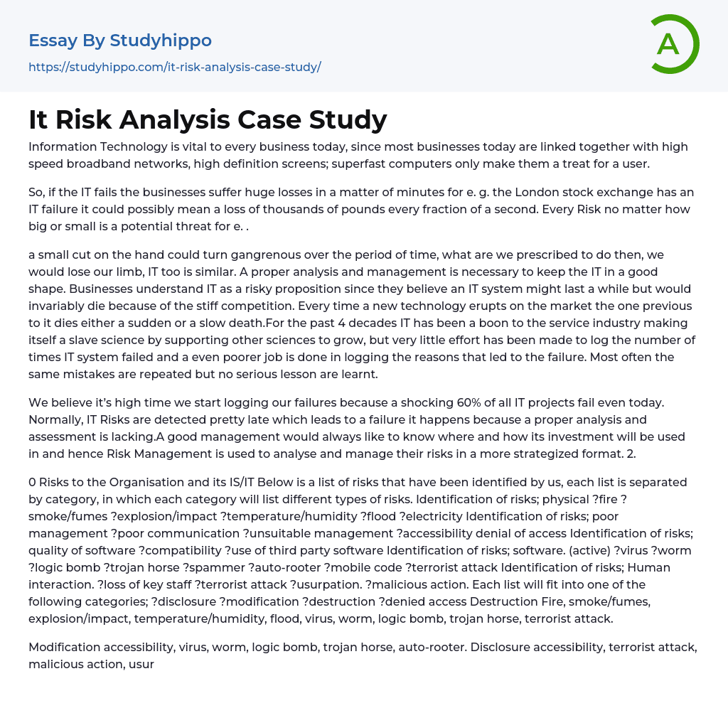 technology risk case study