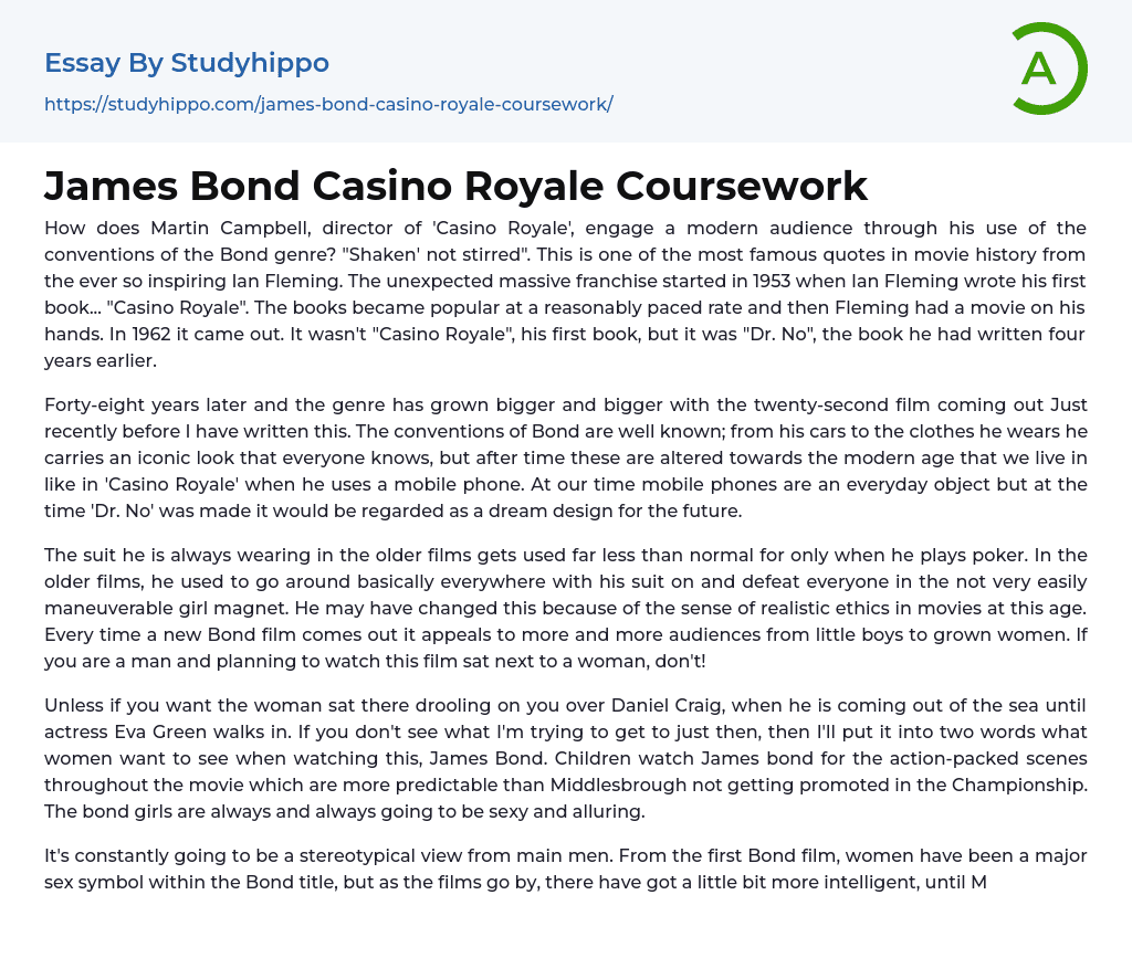 James Bond Casino Royale Coursework Essay Example