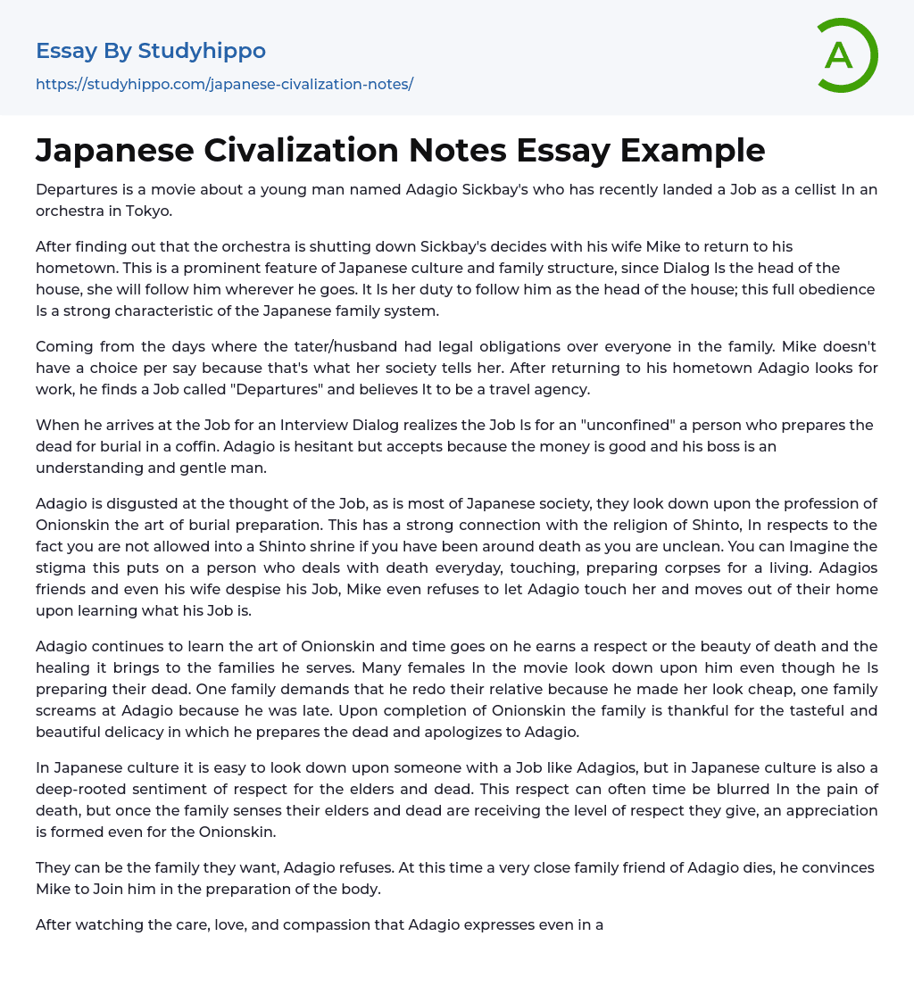 Japanese Civalization Notes Essay Example