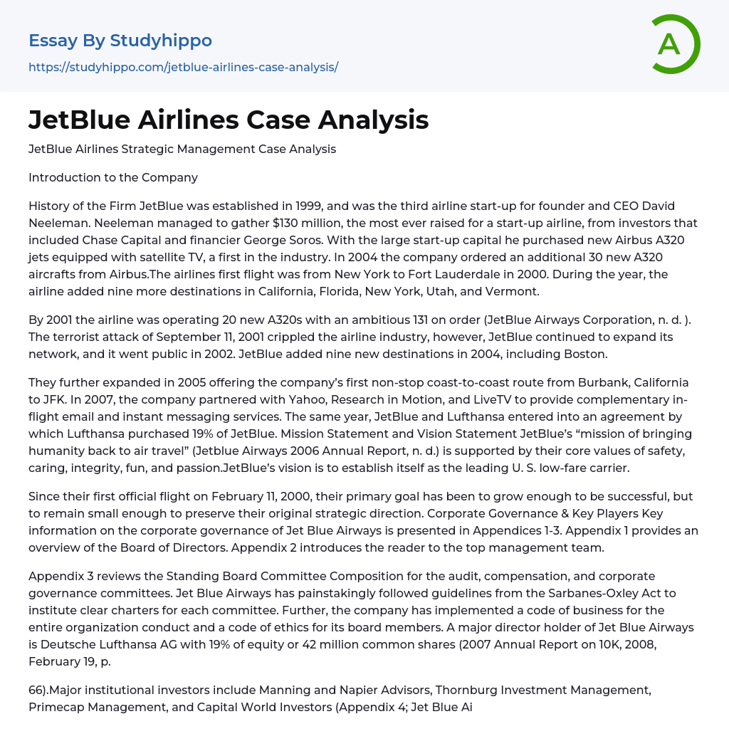 jetblue case study solution