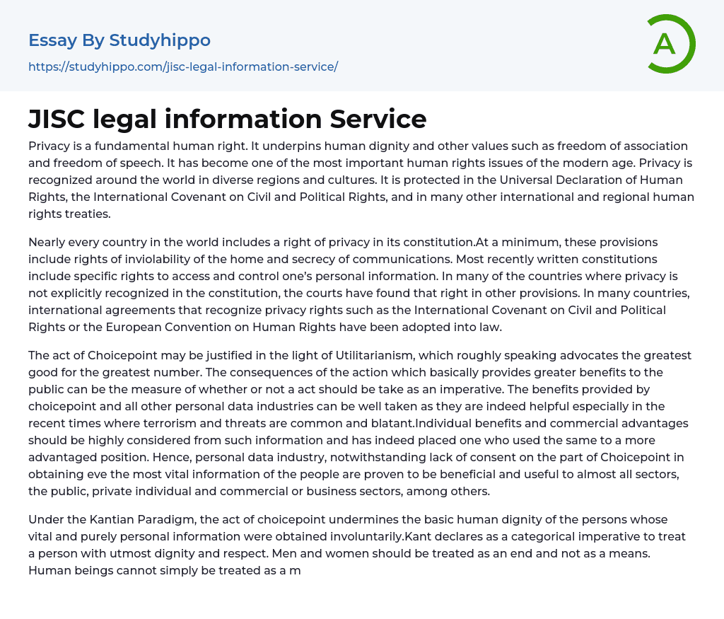 JISC legal information Service Essay Example