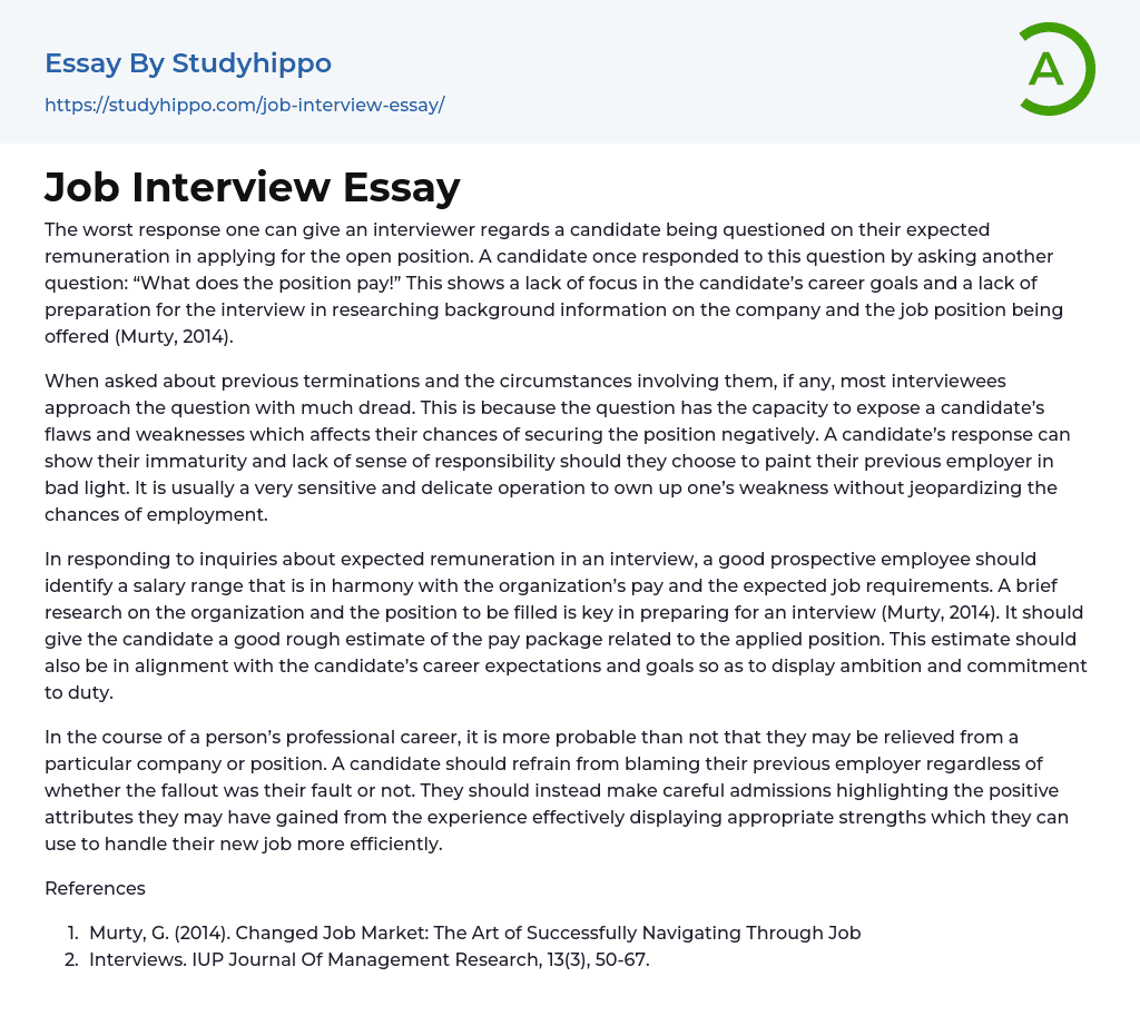 job interview essay writing