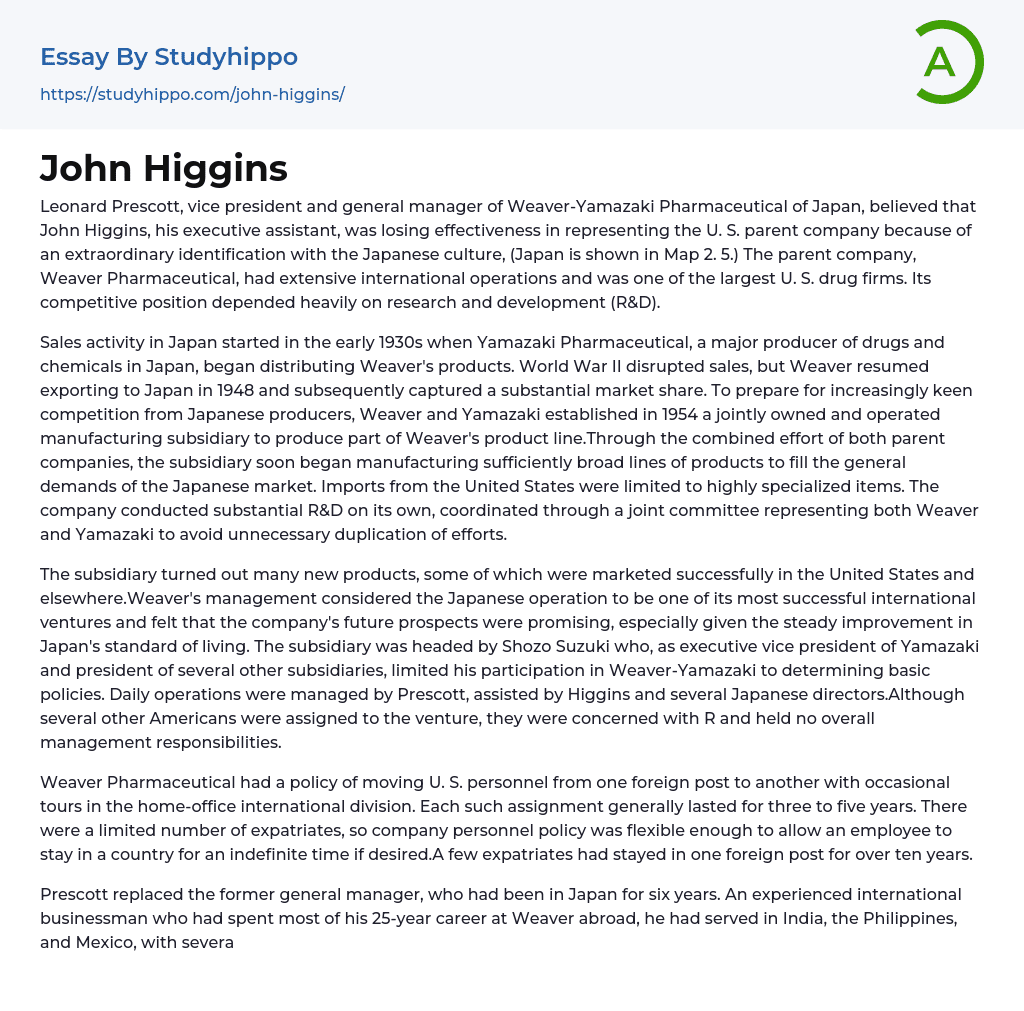 John Higgins Essay Example