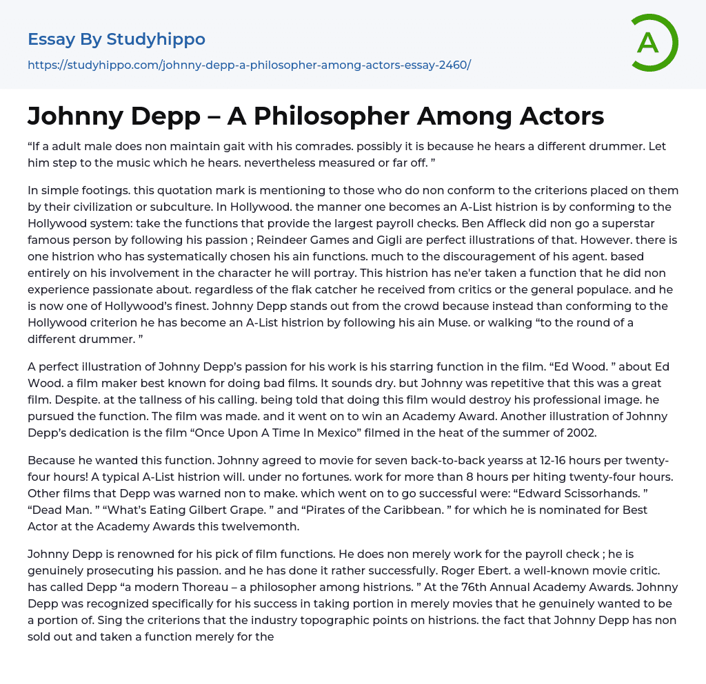 essay about johnny depp