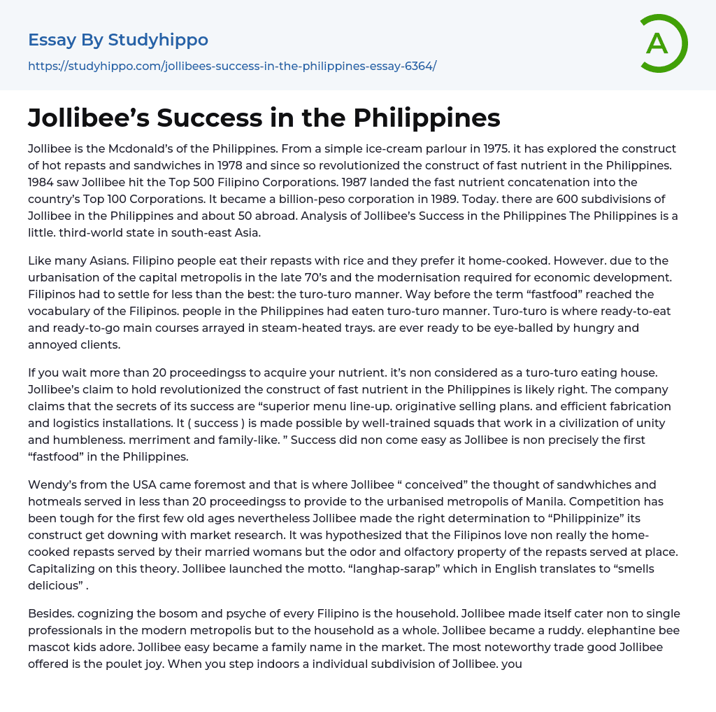 Jollibee’s Success in the Philippines