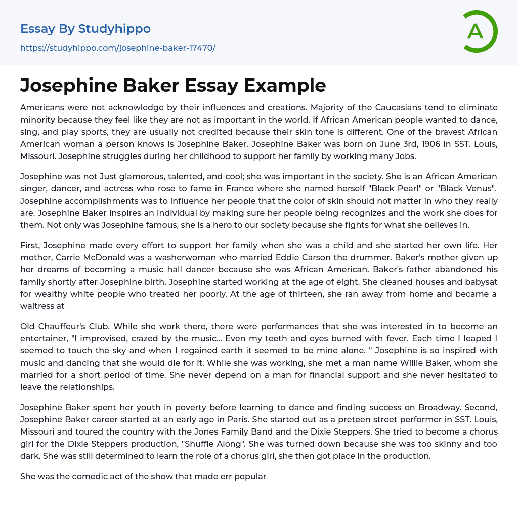 Josephine Baker Essay Example
