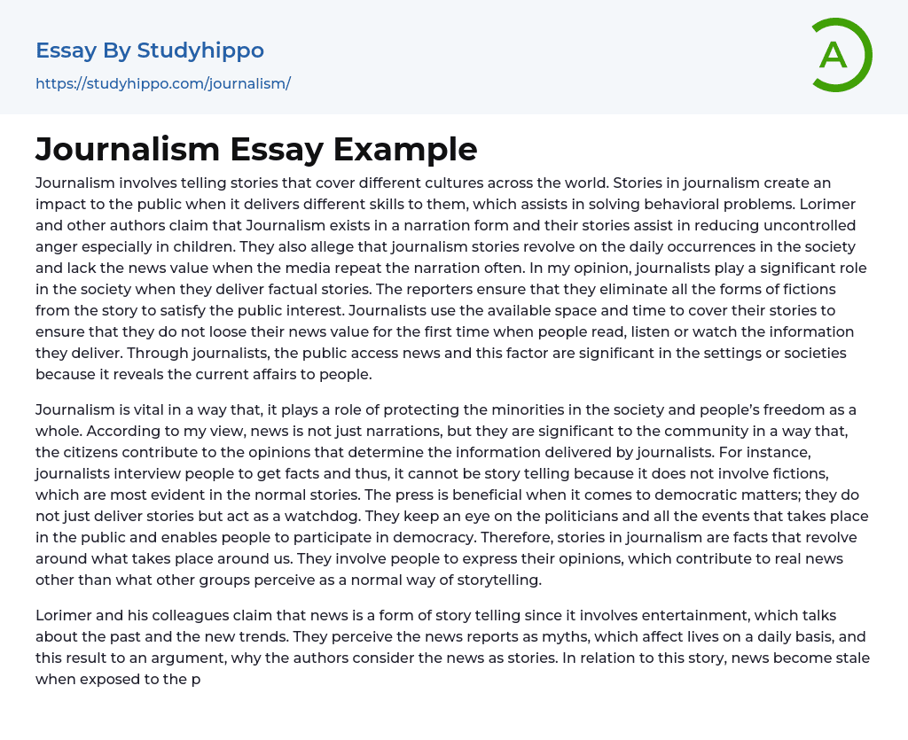 Journalism Essay Example