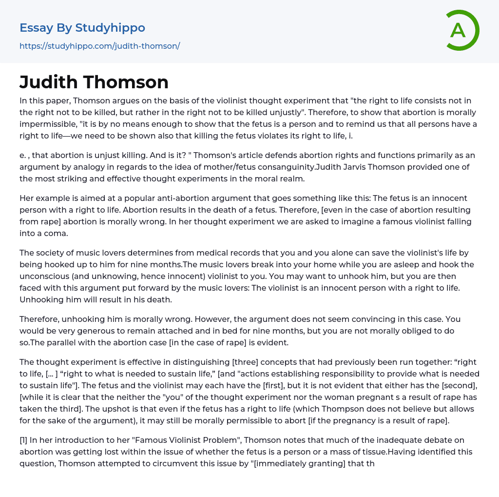 Judith Thomson Essay Example