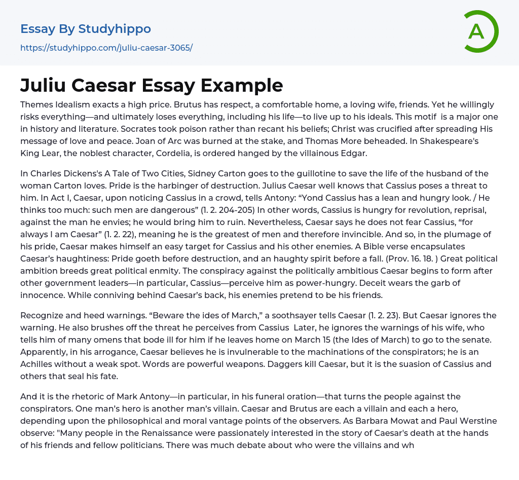 Juliu Caesar Essay Example