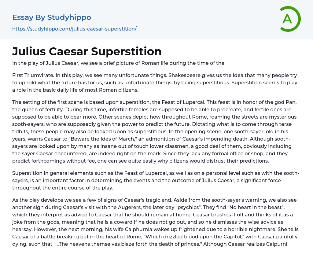 Julius Caesar Superstition Essay Example