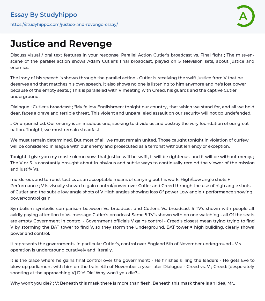Justice and Revenge Essay Example