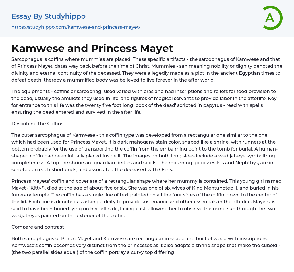 Kamwese and Princess Mayet Essay Example