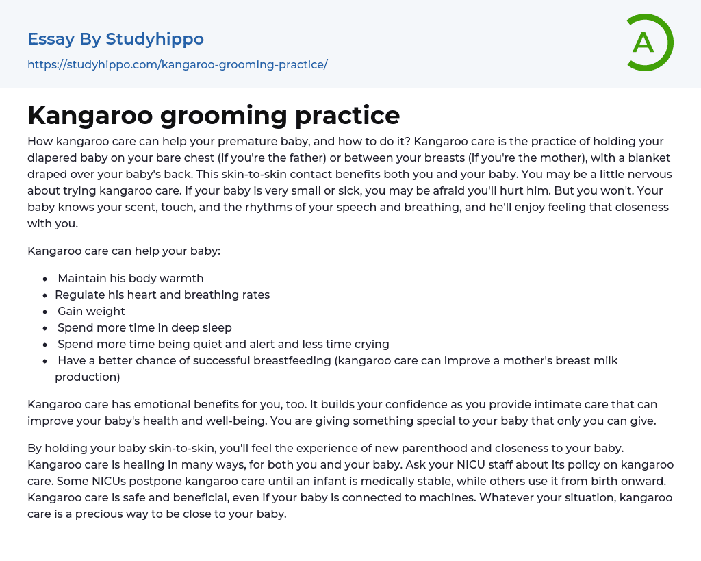 Kangaroo grooming practice Essay Example