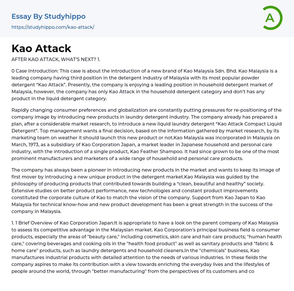 Kao Attack Essay Example