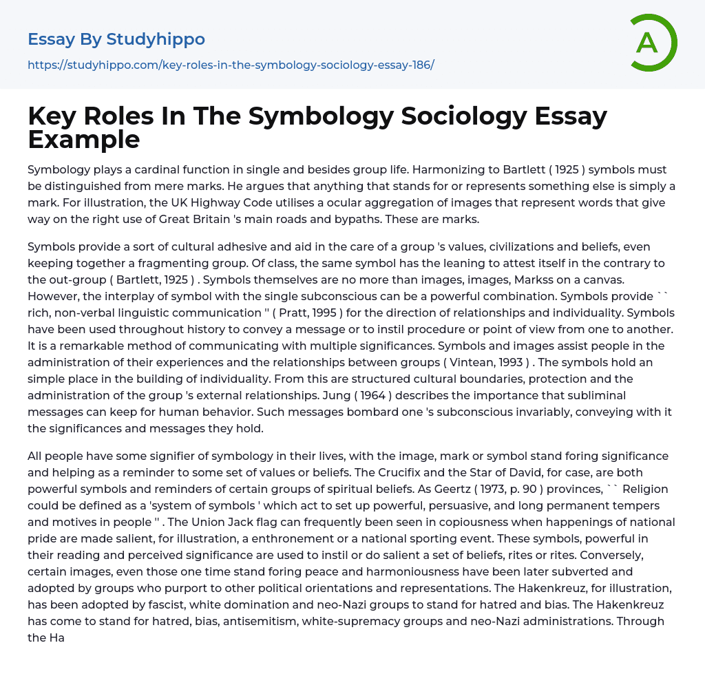 Key Roles In The Symbology Sociology Essay Example