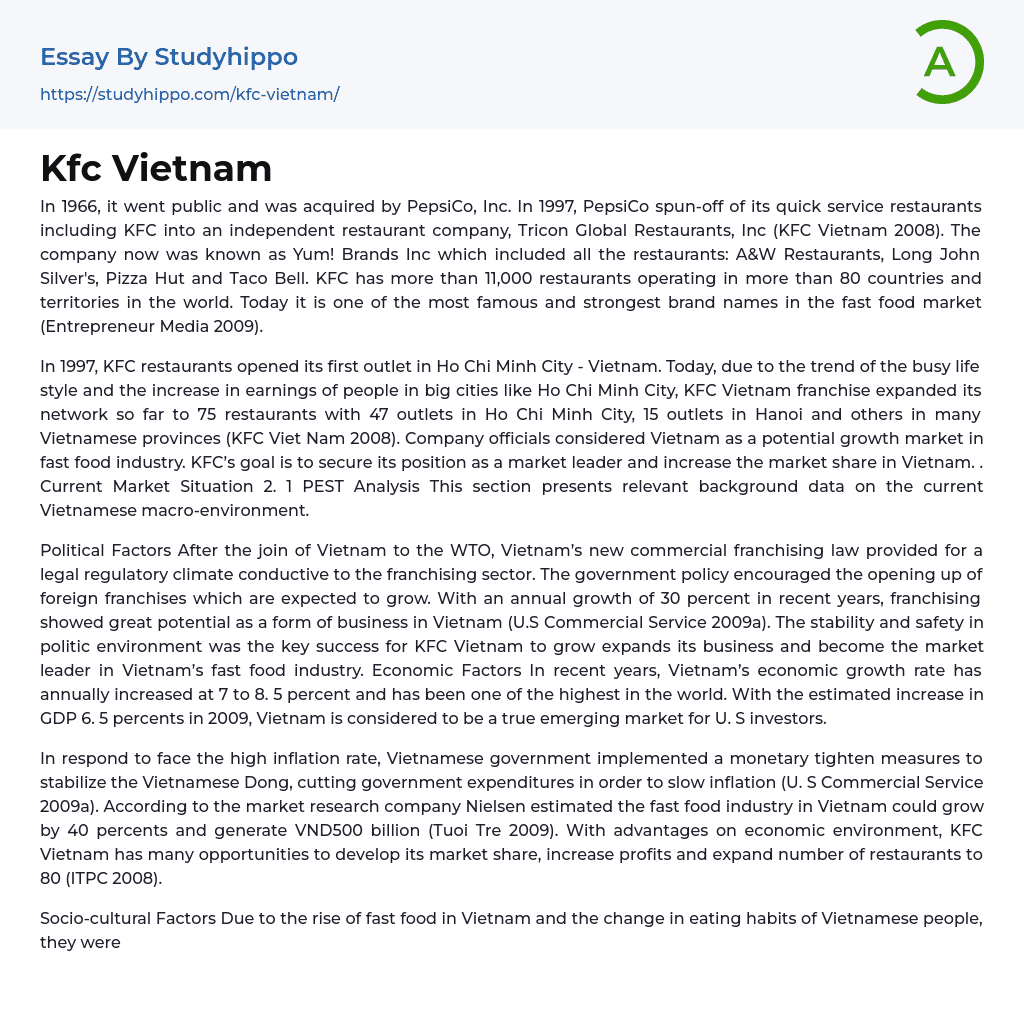 Kfc Vietnam Essay Example