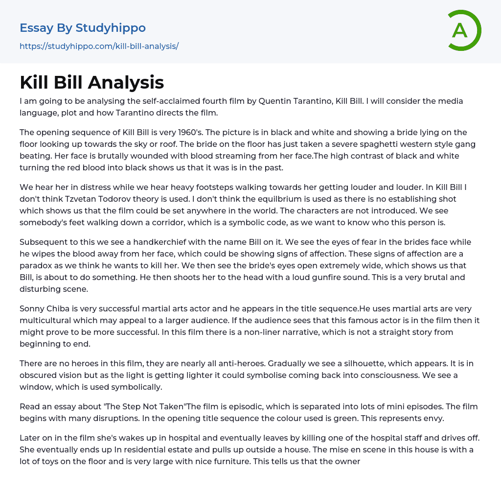 Kill Bill Analysis Essay Example