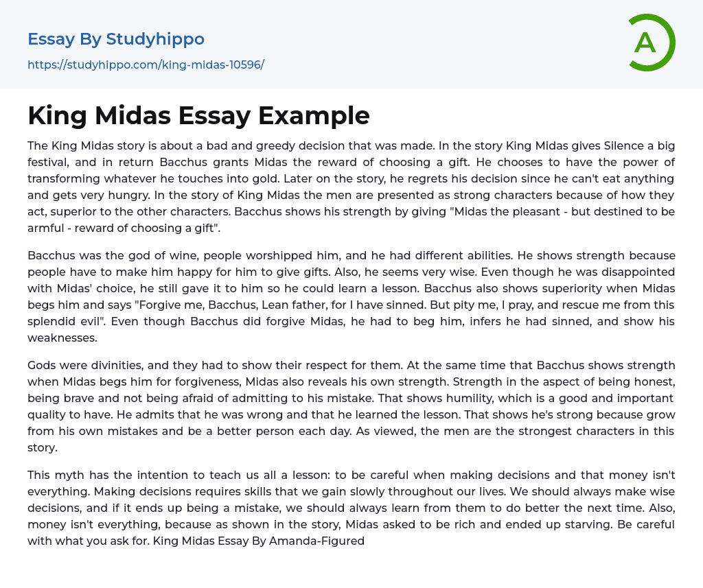 King Midas Essay Example