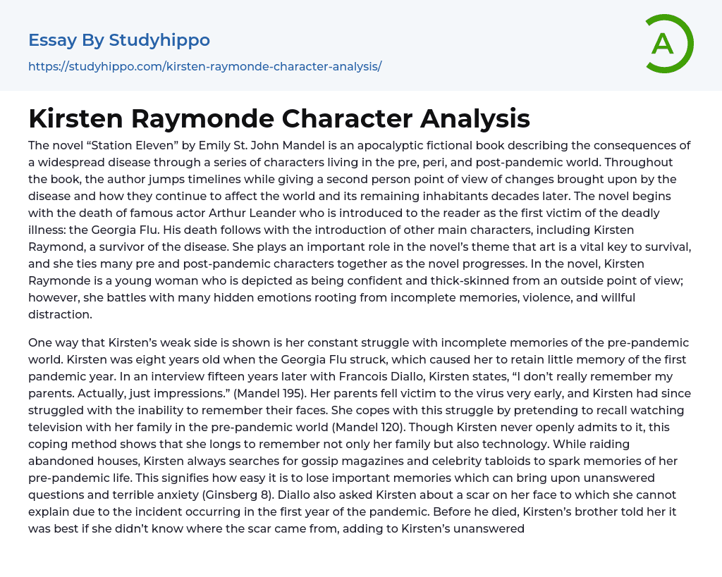 Kirsten Raymonde Character Analysis Essay Example