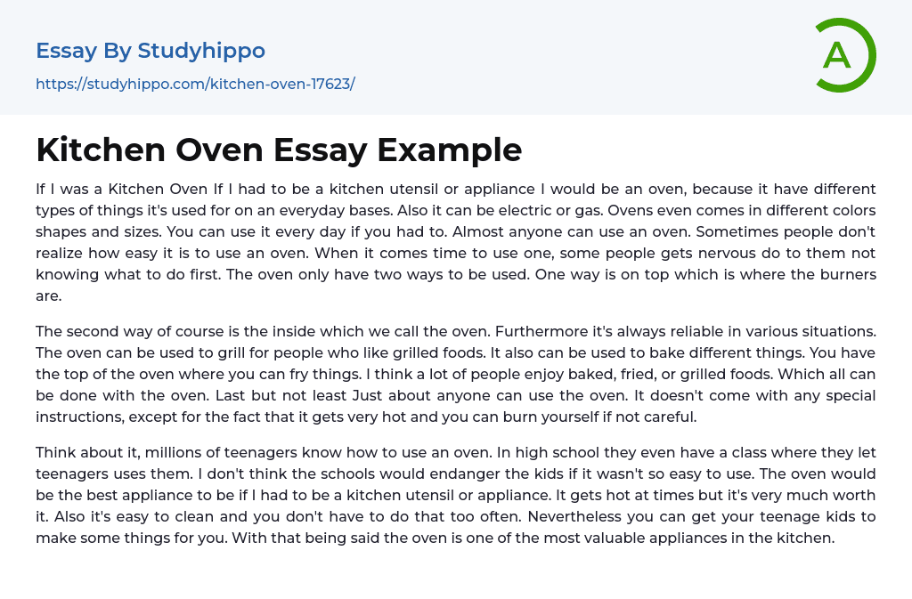 Kitchen Oven Essay Example