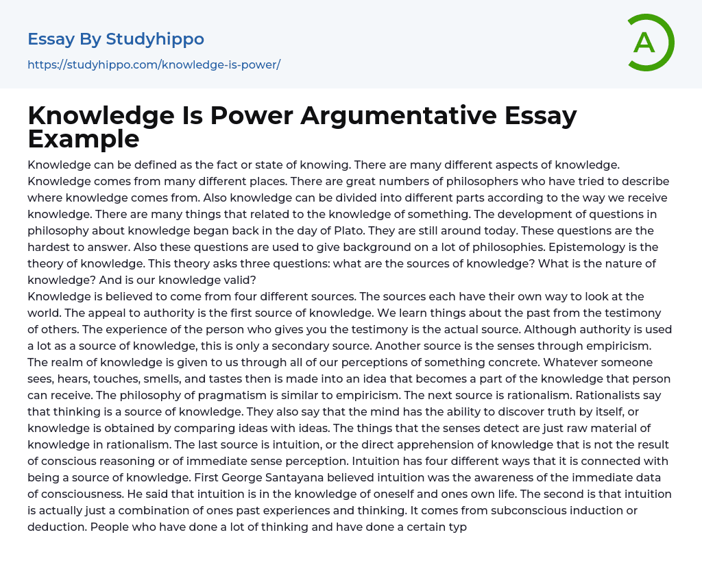 argumentative essay about knowledge